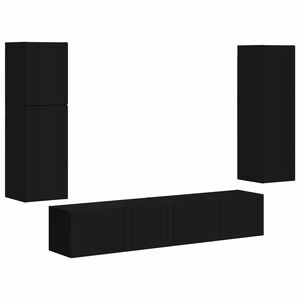 vidaXL Conjunto de m&oacute;vel de TV 4 unid. Preto Derivados de Madeira