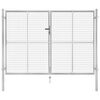 vidaXL Port&atilde;o de jardim em a&ccedil;o galvanizado 306x175 cm cor prata