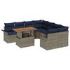 vidaXL Conjunto de Sof&aacute; de Jardim 9 pcs Cinza e Azul Marinho vime PE