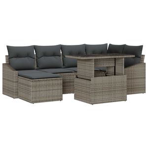 vidaXL Conjunto de Sof&aacute; de Jardim 7 unid. Cinzeto