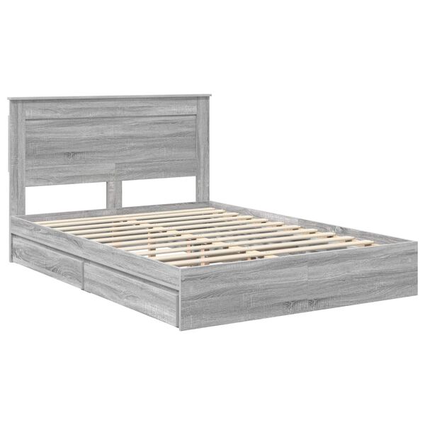 vidaXL Cama com Armazenamento com cabeceira Cinza Sonoma 140 x 200 cm