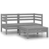 vidaXL 3 pcs conjunto lounge de jardim pinho maci&ccedil;o cinzento