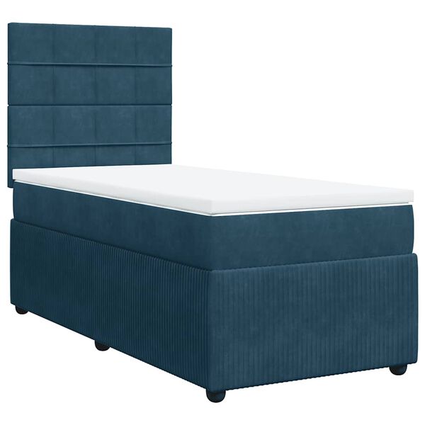 vidaXL Cama boxspring com colch&atilde;o 100x200 cm veludo azul