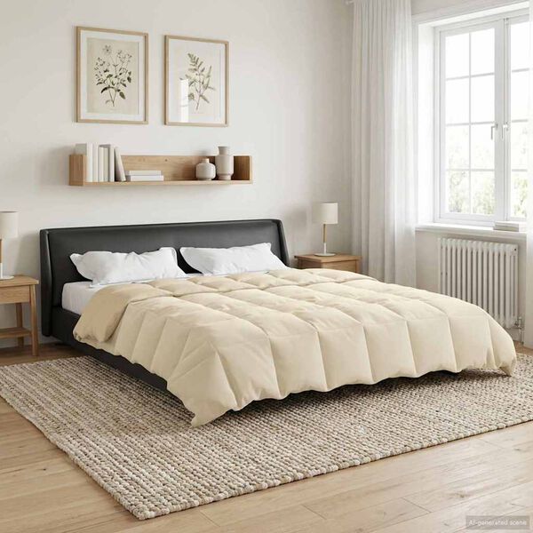 vidaXL Edredom de Inverno Colchonete Creme 200 x 200 cm Microfibra