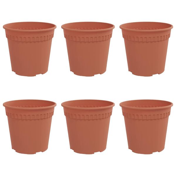 vidaXL Vaso Redondo para Flores 6 pcs Vermelho Tijolo &Oslash; 17 x 14 cm