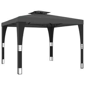VidaXL Gazebo com telhado duplo 2,98x2,98 m a&ccedil;o antracite