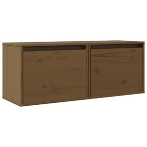 vidaXL Arm&aacute;rios de parede 2 pcs 45x30x35 cm pinho maci&ccedil;o castanho mel