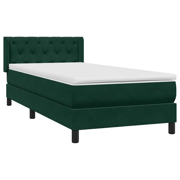 vidaXL Cama com molas/colch&atilde;o verde-escuro 80x220 cm veludo