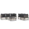 vidaXL 6 pcs conjunto lounge de jardim c/ almofad&otilde;es vime PE antracite