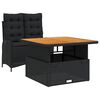 vidaXL 2 pcs conjunto de jantar p/ jardim c/ almofad&otilde;es vime PE preto