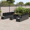vidaXL Conjunto de Sof&aacute; de Jardim com almofada 11 pcs Preto vime PE