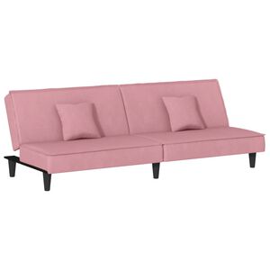 vidaXL Sof&aacute;-cama veludo rosa