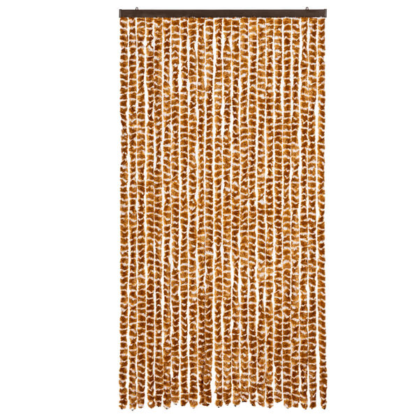 vidaXL Cortina anti-insetos 100x230 cm chenille ocre e branco