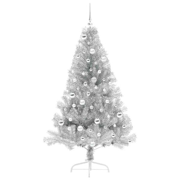 vidaXL &Aacute;rvore de Natal Artificial Pr&eacute;-iluminada Prateado 180 cm PET