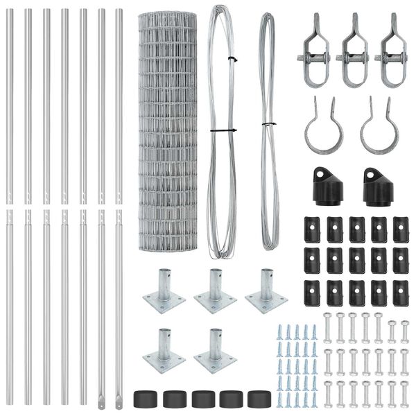 vidaXL Cerca com Poste Prateado 1,2 x 10 m A&ccedil;o
