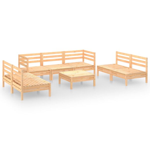 vidaXL 8 pcs conjunto lounge de jardim pinho maci&ccedil;o