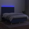 vidaXL Cama box spring c/ colch&atilde;o e LED 140x200 cm tecido azul