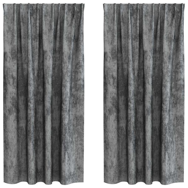 vidaXL Cortinas de Veludo 2 pcs Cinzeto 175 x 140 cm Veludo