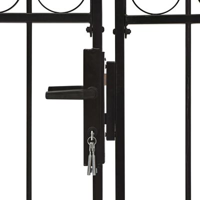 vidaXL Portão p/ cerca porta dupla e topo arqueado 300x125cm aço preto