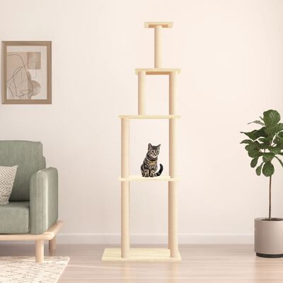 vidaXL Árvore para gatos c/ postes arranhadores sisal 183 cm cor creme