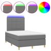 vidaXL Cama box spring c/ colch&atilde;o e LED 120x190 cm tecido cinza-escuro