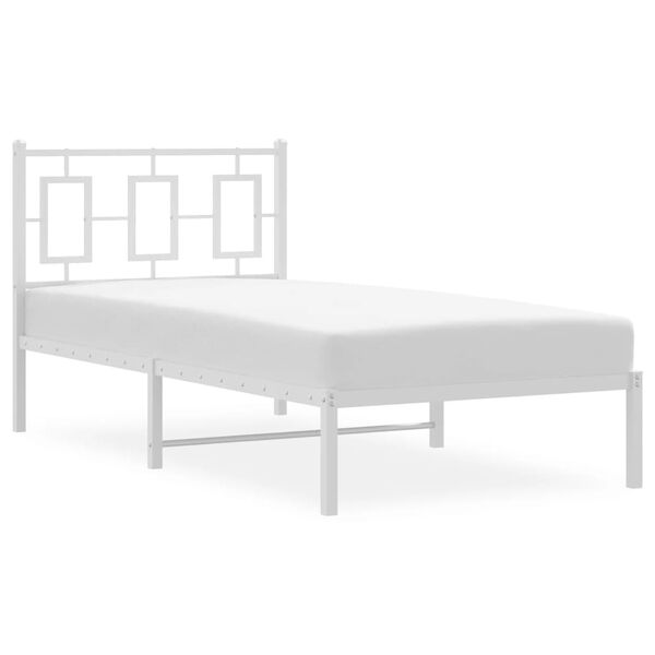 vidaXL Estrutura de cama com cabeceira 90x200 cm metal branco