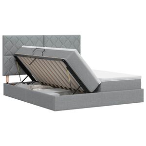 vidaXL Cama com Armazenamento Cinzento-claro 200 x 200 cm Tecido
