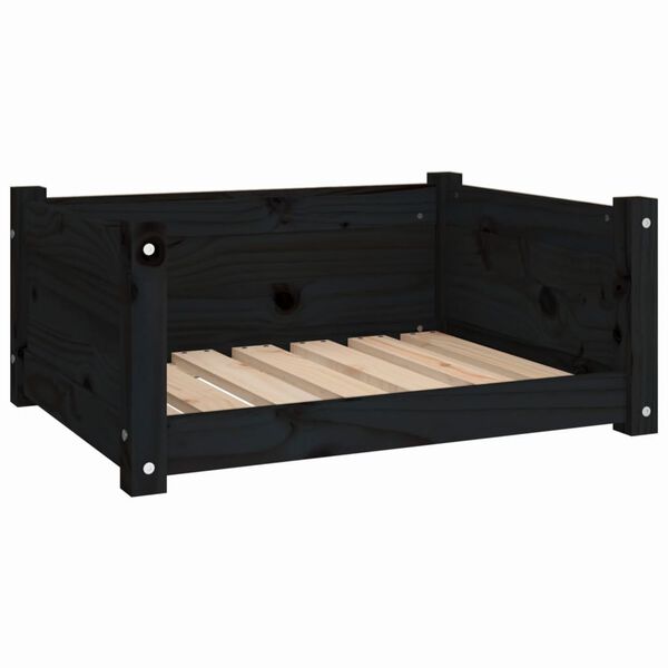 vidaXL Cama para cães 65,5x50,5x28 cm madeira de pinho maciça preto