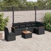 vidaXL 7 pcs conjunto de sof&aacute;s p/ jardim c/ almofad&otilde;es vime PE preto