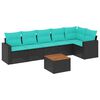 vidaXL 7 pcs conjunto de sof&aacute;s p/ jardim c/ almofad&otilde;es vime PE preto
