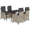 vidaXL 5 pcs conjunto de jantar p/ jardim c/ almofad&otilde;es cinzento claro