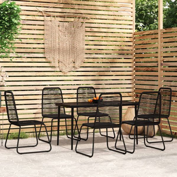 vidaXL 7 pcs conjunto de jantar para jardim preto