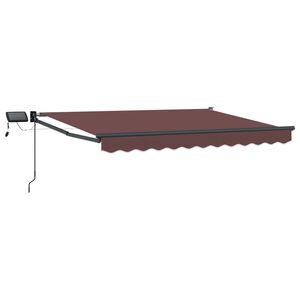 vidaXL Toldo retr&aacute;til manual com LEDs Castanho e Antracite 3,5 x 2 m