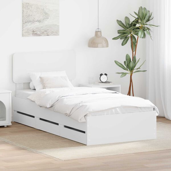 vidaXL Estrutura da Cama Branco 100 x 200 cm Madeira engenheirada