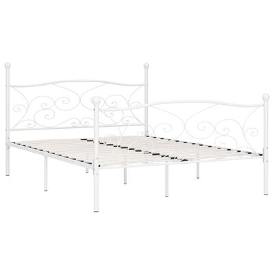 vidaXL Estrutura de cama com estrado de ripas 200x200 cm metal branco