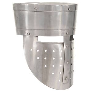 vidaXL Capacete de cavaleiro medieval r&eacute;plica LARP a&ccedil;o prateado