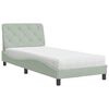 vidaXL Cama com colch&atilde;o 80x200 cm veludo cinzento-claro