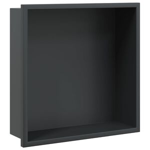 vidaXL Nicho parede p/ duche 32x32x9 cm a&ccedil;o inoxid&aacute;vel preto mate