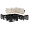 vidaXL Conjunto de Sof&aacute; de Jardim 6 unid. Preto vime PE