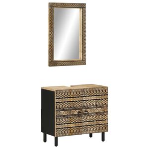 vidaXL 2 pcs conj. m&oacute;veis p/ casa de banho madeira mangueira maci&ccedil;a
