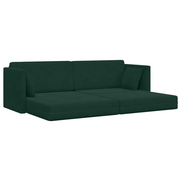 vidaXL Sof&aacute;-cama de ch&atilde;o 200cm Verde Escuro Veludo
