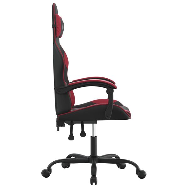 vidaXL Cadeira gaming girat&oacute;ria couro artificial preto/vermelho tinto
