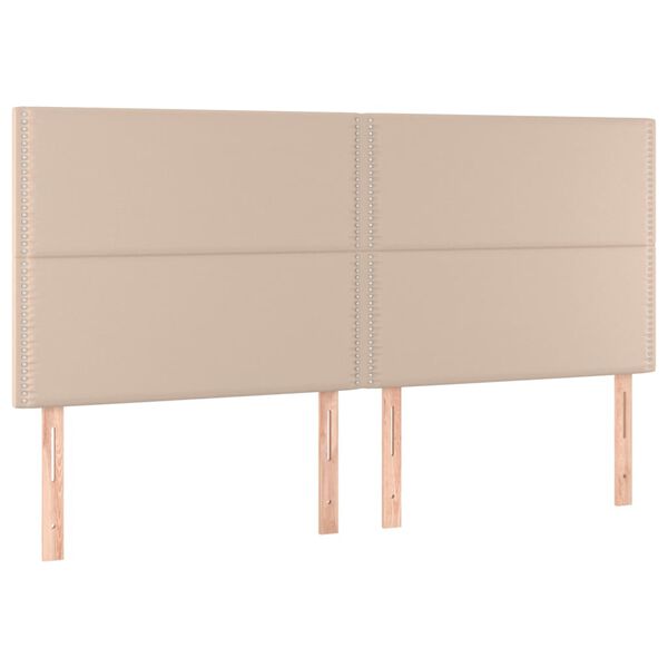 vidaXL Cabeceira cama c/ LED couro artif. 200x5x118/128 cm cappuccino