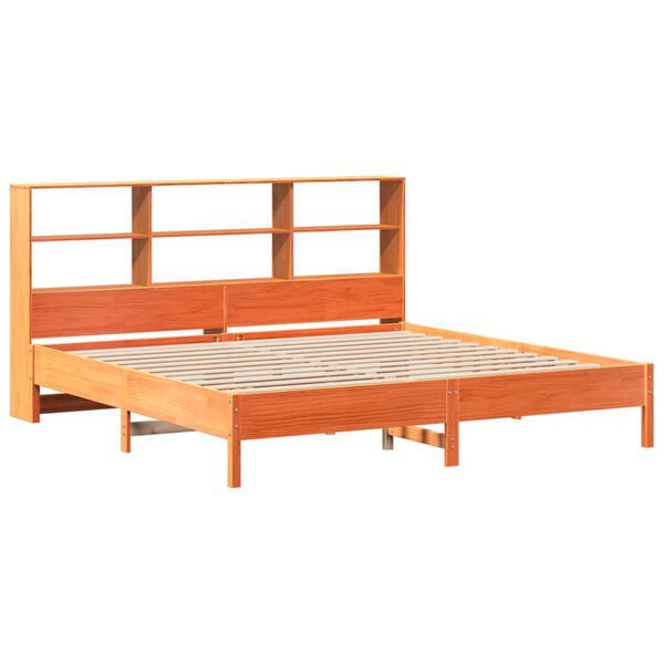 vidaXL Cama com estante sem colch&atilde;o 180x200 cm pinho maci&ccedil;o