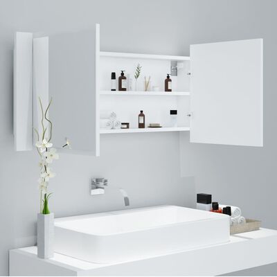 vidaXL Armário espelhado casa de banho LED 100x12x45cm acrílico branco