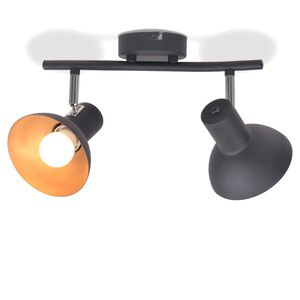 vidaXL Candeeiro de teto p/ 2 l&acirc;mpadas E27 preto e dourado