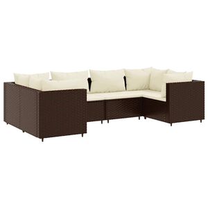 vidaXL 6 pcs conj. lounge jardim c/ almofad&otilde;es 6 pcs vime PE castanho