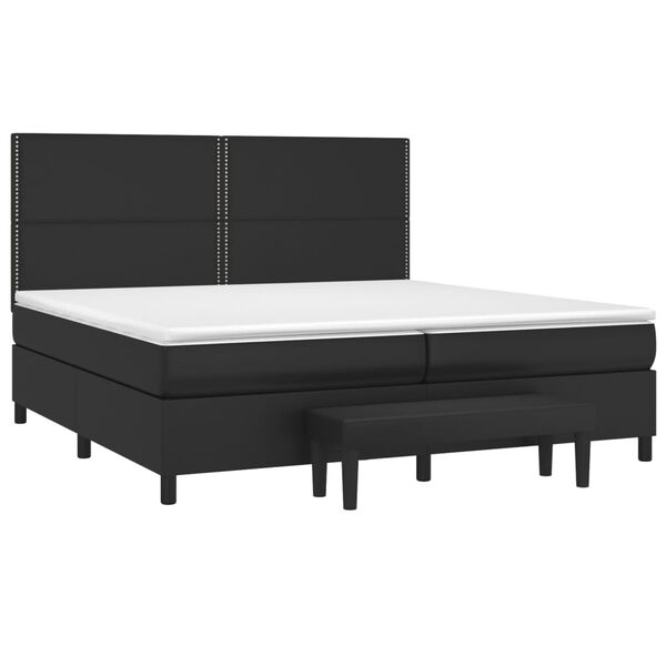 vidaXL Cama com molas/colch&atilde;o 200x200 cm couro artificial preto