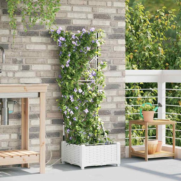 vidaXL Vaso de Jardim Branco 40 x 40 x 126 cm A&ccedil;o