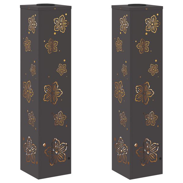 vidaXL Luz Solar LED de Caminho 2 pcs Preto A&ccedil;o Laminado a Frio